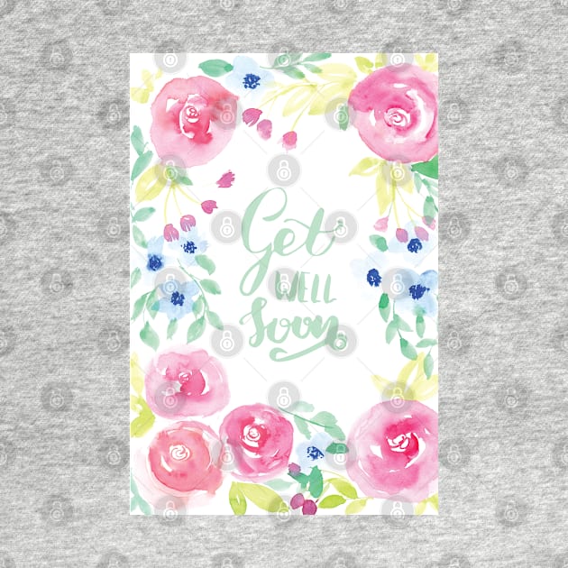 Get Well Soon Watercolor Floral Frame by Harpleydesign